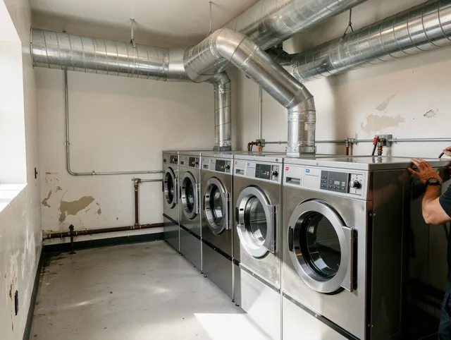 Stafford Dryer Vent Cleaning team performing large-scale commercial dryer vent cleaning in Stafford