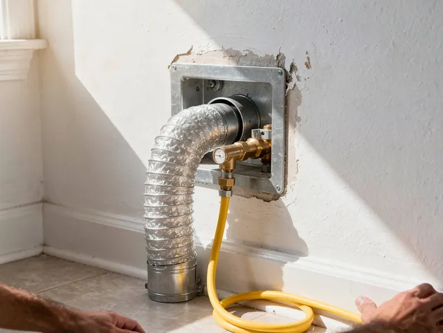 Stafford Dryer Vent Cleaning certified technician performing specialized gas dryer vent cleaning in Stafford